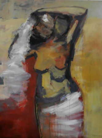 frau mit krug I 120x100